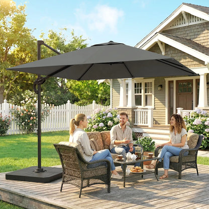 8' x 8' Offset Cantilever Patio Umbrella, UPF50+, 360° Rotation, Dark Grey Offset Cantilever Umbrellas at Gallery Canada