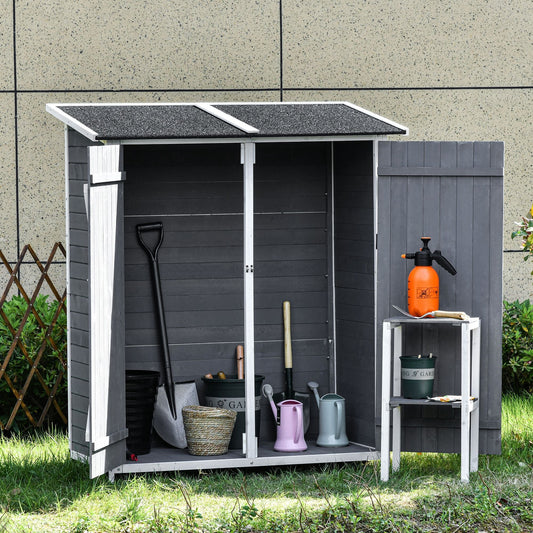 54.75''x29.5''x63'' Garden Storage Shed Asphalt Roof Wooden Timber Double Door Utility Storage House w/ Movable Shelf &; Fixed Fittings - Gallery Canada