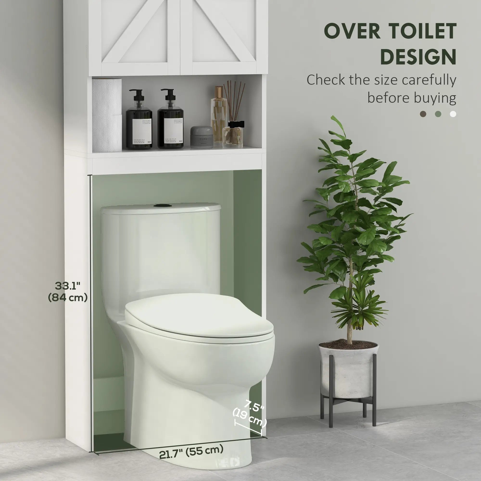 Over Toilet Cabinet, Bathroom Storage with Barn Doors, Open Shelf, White Over The Toilet Storage at Gallery Canada