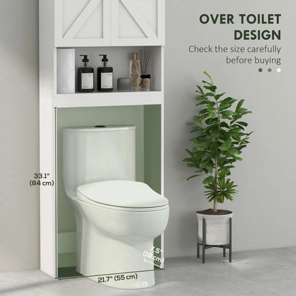 Over Toilet Cabinet, Bathroom Storage with Barn Doors, Open Shelf, White Over The Toilet Storage at Gallery Canada