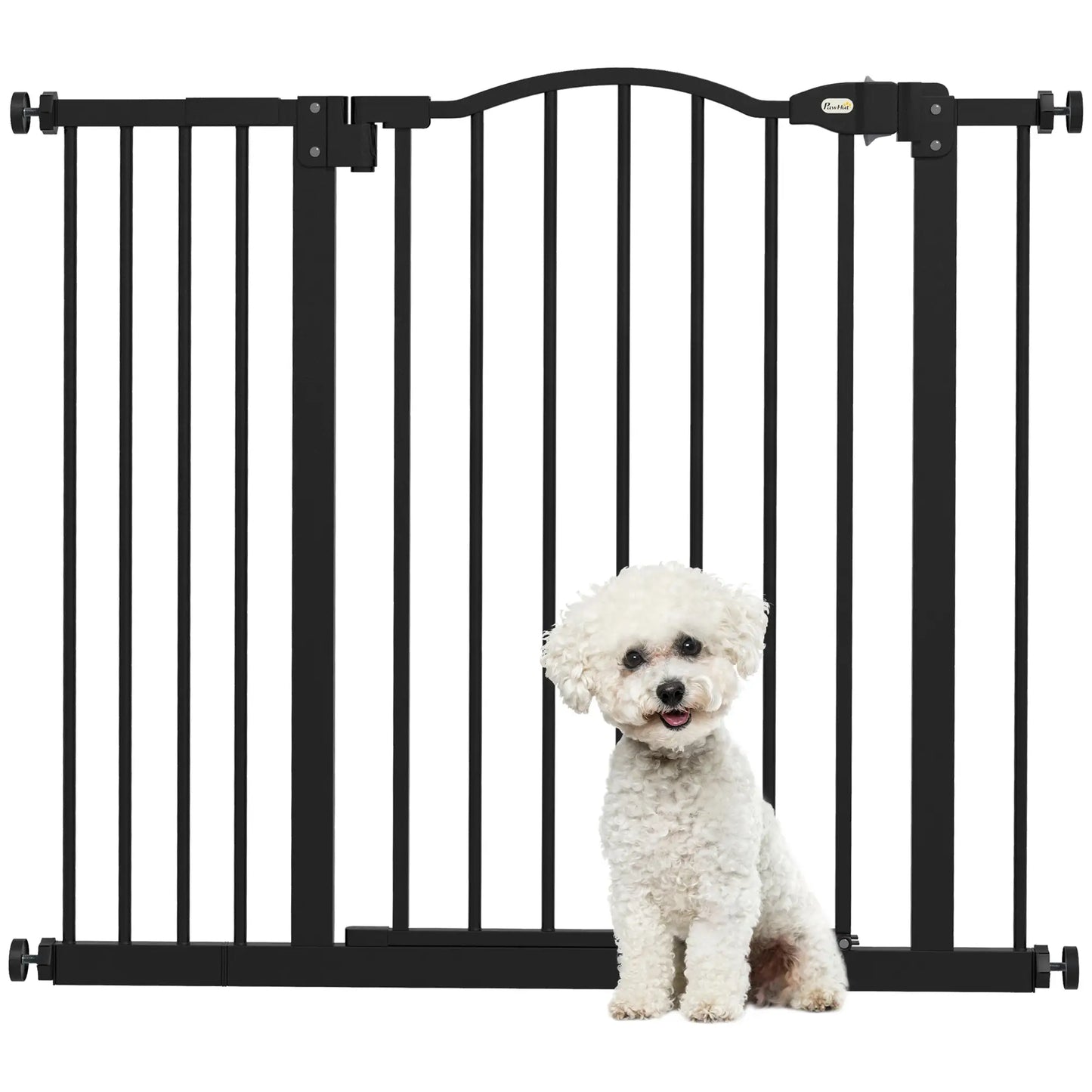 Extra Tall Dog Gate With Door, Pressure Fit, Auto Close, 29"-37", Black Dog Cages & Crates at Gallery Canada
