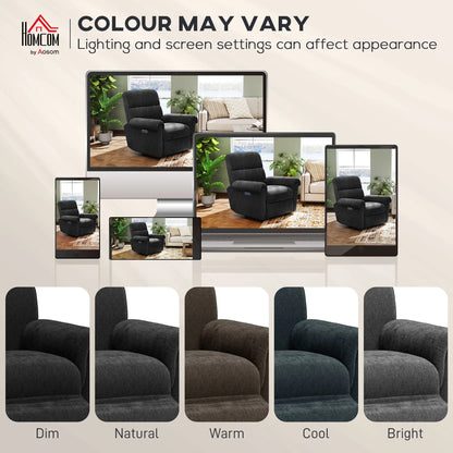 Power Recliner Chair, Fabric Upholstered, USB Ports, Swivel Rocking, Footrest, Black Single Sofas at Gallery Canada