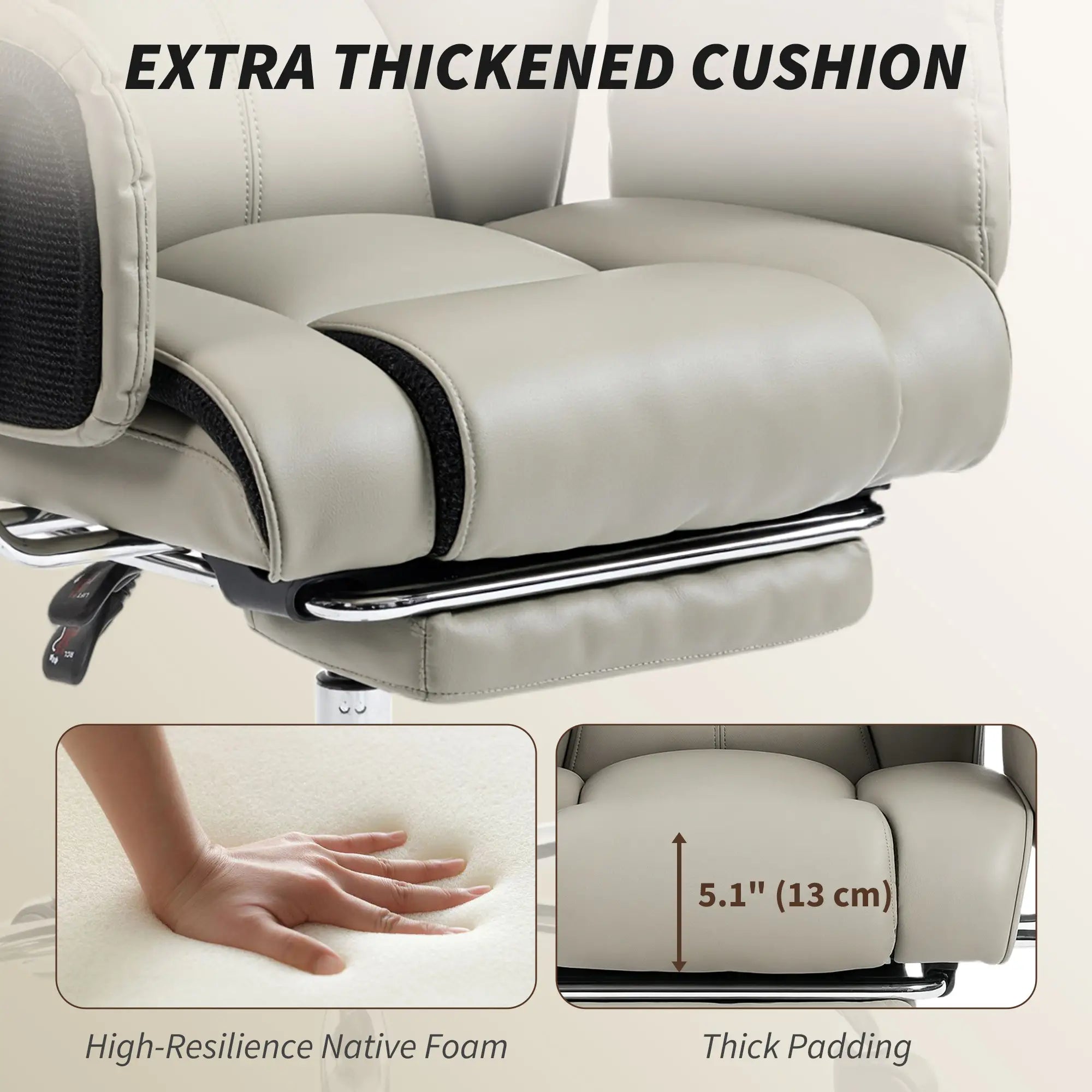 Reclining Office Chair, High Back Executive Desk Chair, PU Leather, Footrest, Swivel Wheels, Grey Executive & Manager Chairs at Gallery Canada