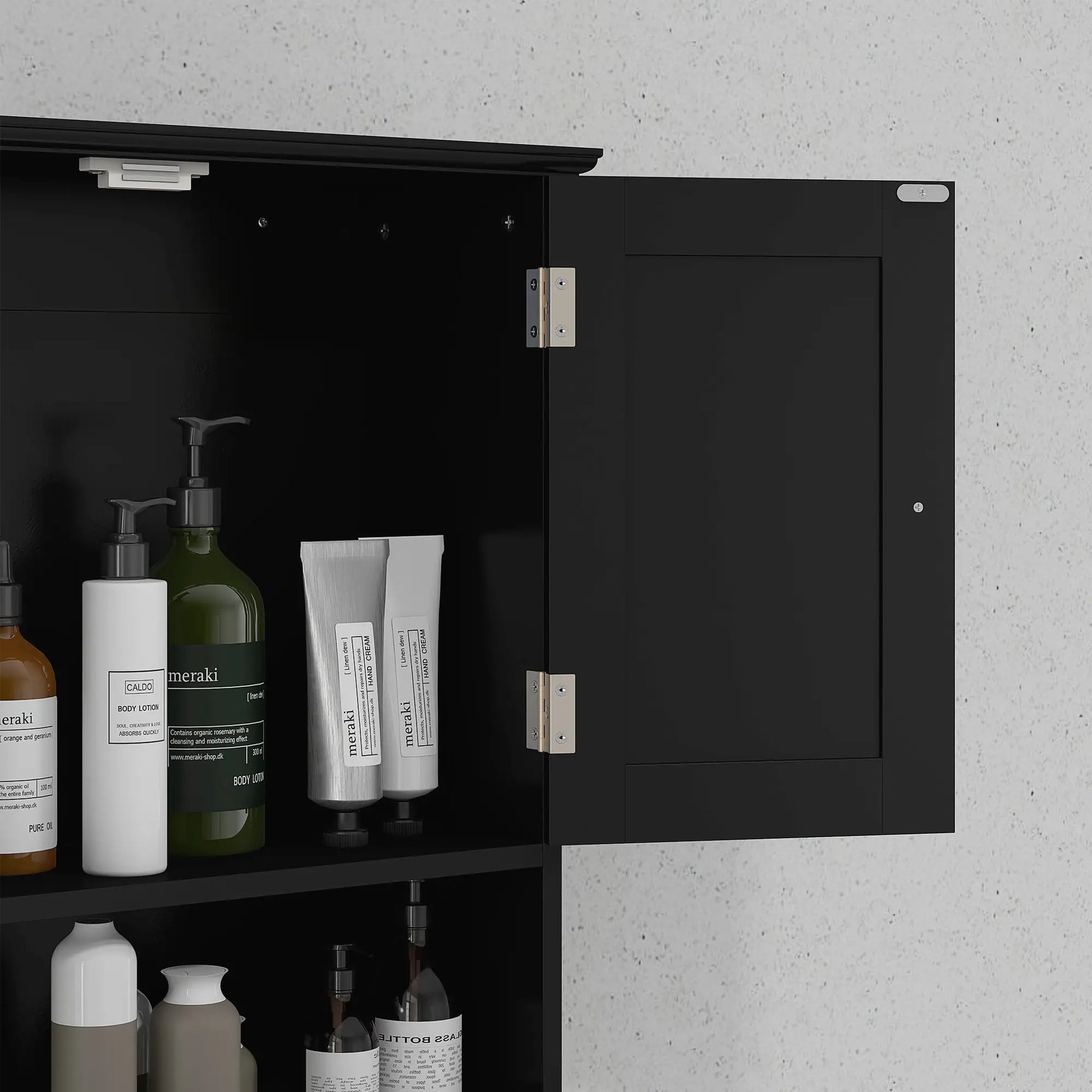 Medicine Cabinet, Bathroom Wall Cabinet with Shelf, Drawers, Black Wall Mounted Cabinets at Gallery Canada