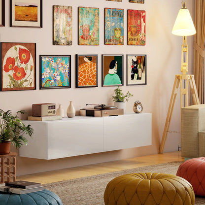 Floating TV Stand, Storage Cupboards for 45, 55, 65in TVs, Wall Mounted, White TV Stands at Gallery Canada