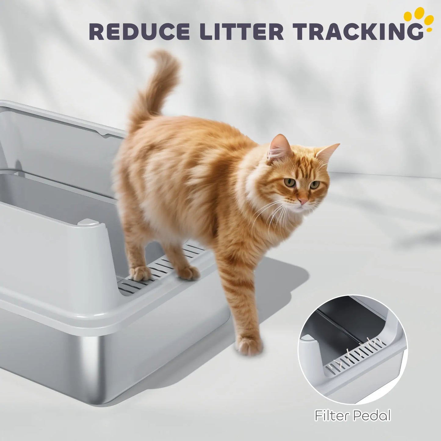 XL Stainless Steel Cat Litter Box, High Wall, Scoop Included, Easy Clean Cat Litter Box Enclosures at Gallery Canada