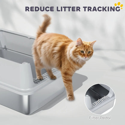 XL Stainless Steel Cat Litter Box, High Wall, Scoop Included, Easy Clean Cat Litter Box Enclosures at Gallery Canada