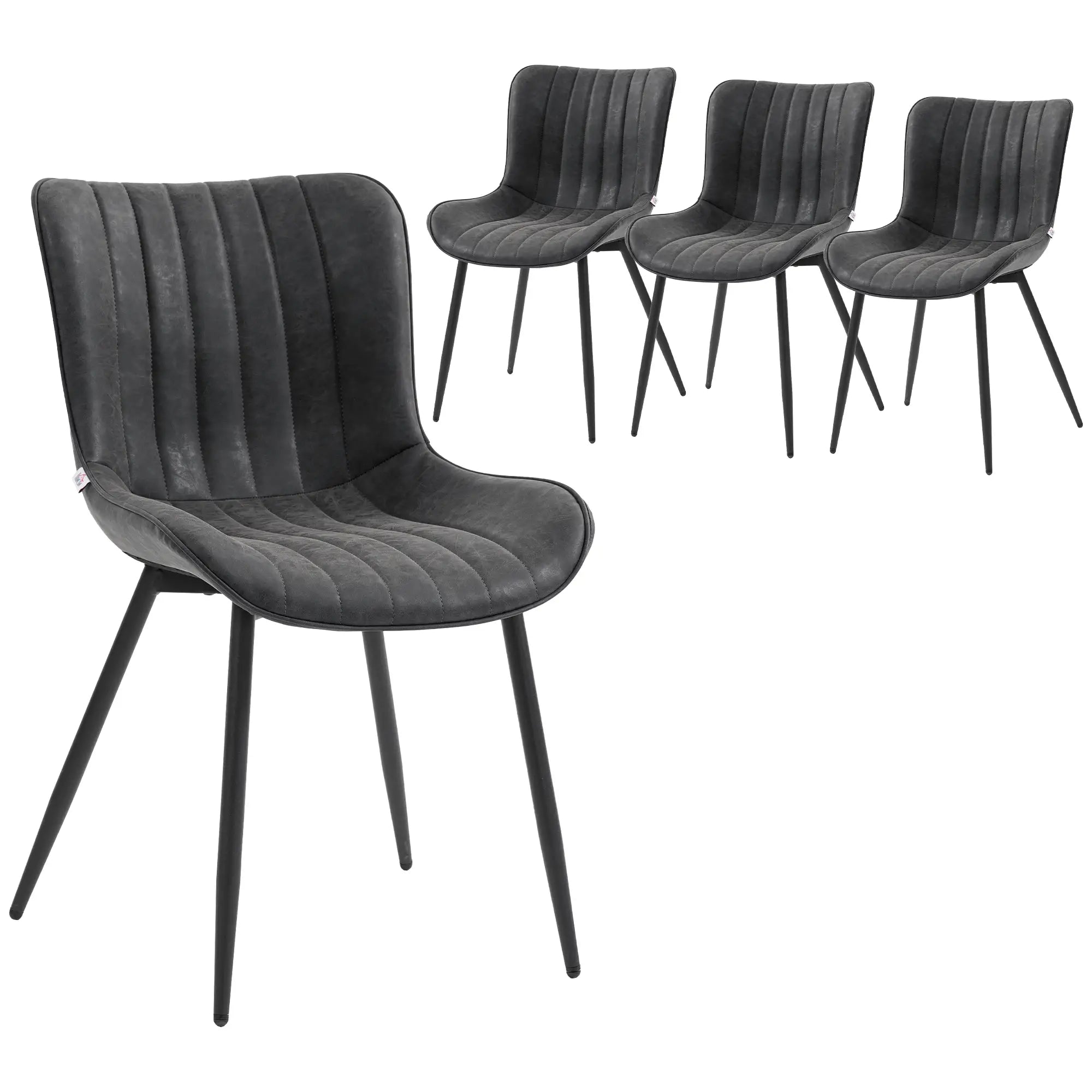 PU Leather Dining Chairs Set of 4, Steel Legs, Black Dining Chairs at Gallery Canada
