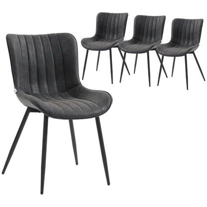 PU Leather Dining Chairs Set of 4, Steel Legs, Black Dining Chairs at Gallery Canada