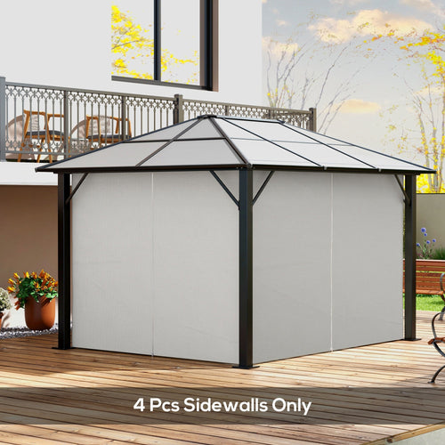 Gazebo Replacement Sidewalls 4-Panel Privacy Wall for 10' x 12' Canopy, Outdoor Shelter Curtains Accessories Light Grey