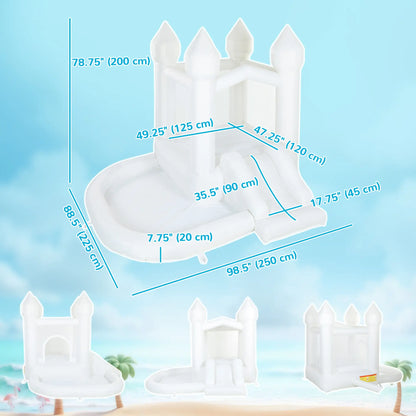 Inflatable Bouncy Castle, 3-in-1 Bounce House with Slide, Ball Pit, 370W Blower, White Inflatables at Gallery Canada