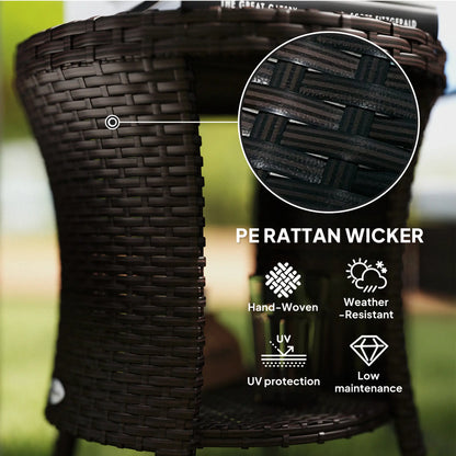 18" Wicker Outdoor Coffee Table, PE Rattan, 2-Tier Storage, Brown Coffee Tables at Gallery Canada