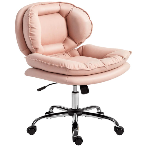 Criss Cross Chair, Swivel Wide Office Chair with Leathaire Upholstery, Tilting, No Arm, Pink