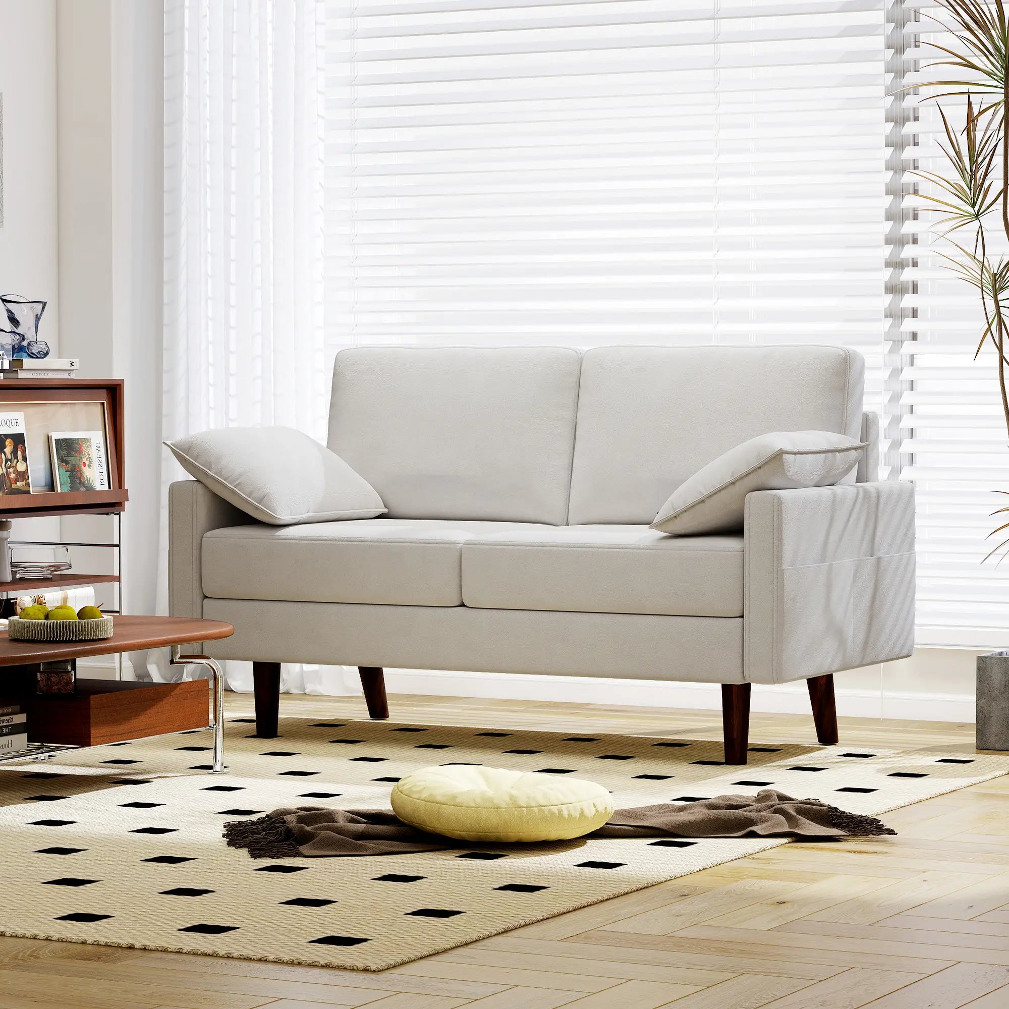 3 Seater Sofa, Velvet Upholstered Couch, Cream White 3-Seater Sofas at Gallery Canada