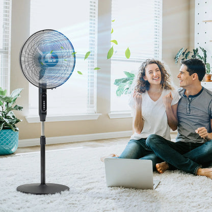 Standing Floor Fan with Remote, Tall Pedestal Electric Fan, Black Stand Fans at Gallery Canada
