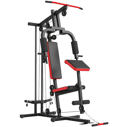 Home Gym Equipment, Multifunctional Weight Machine with Pulley System for Full Body Strength Training, Black Power Towers Black, Red at Gallery Canada