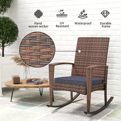PE Rattan Rocking Chair, Garden Glider, Wicker Patio Chair, Dark Blue Outdoor Rocking Chairs at Gallery Canada