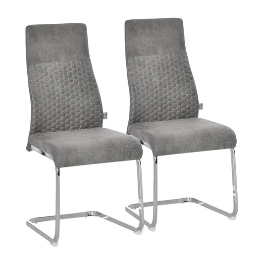 Set of 2 Dining Chairs High Back Accent Chair for Dining Room, Living Room with Bent Metal Base, Grey - Gallery Canada