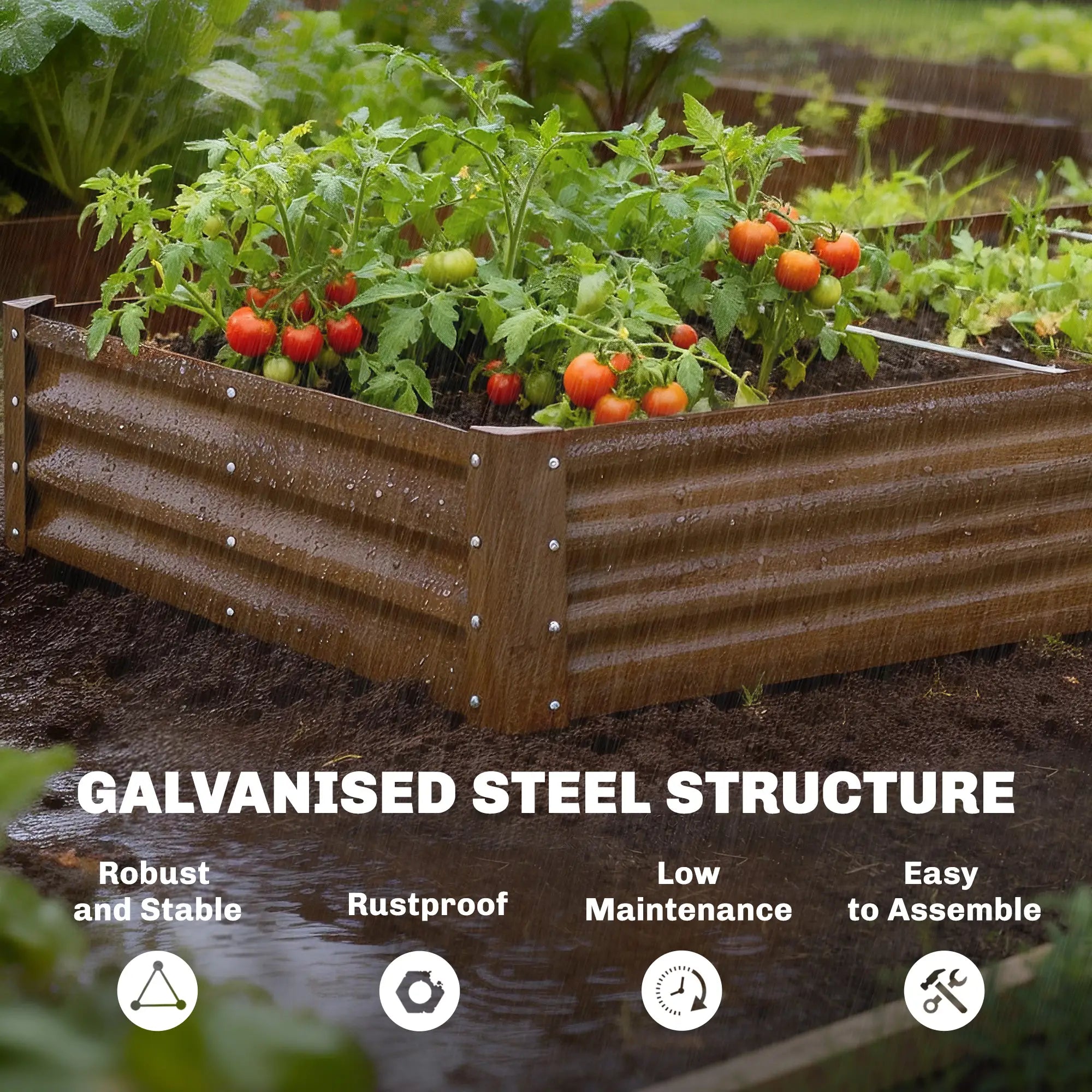 8 x 4 x 1ft Galvanized Raised Garden Bed, Reinforced Outdoor Planter Box, Distressed Brown Galvanized Planter Boxes at Gallery Canada