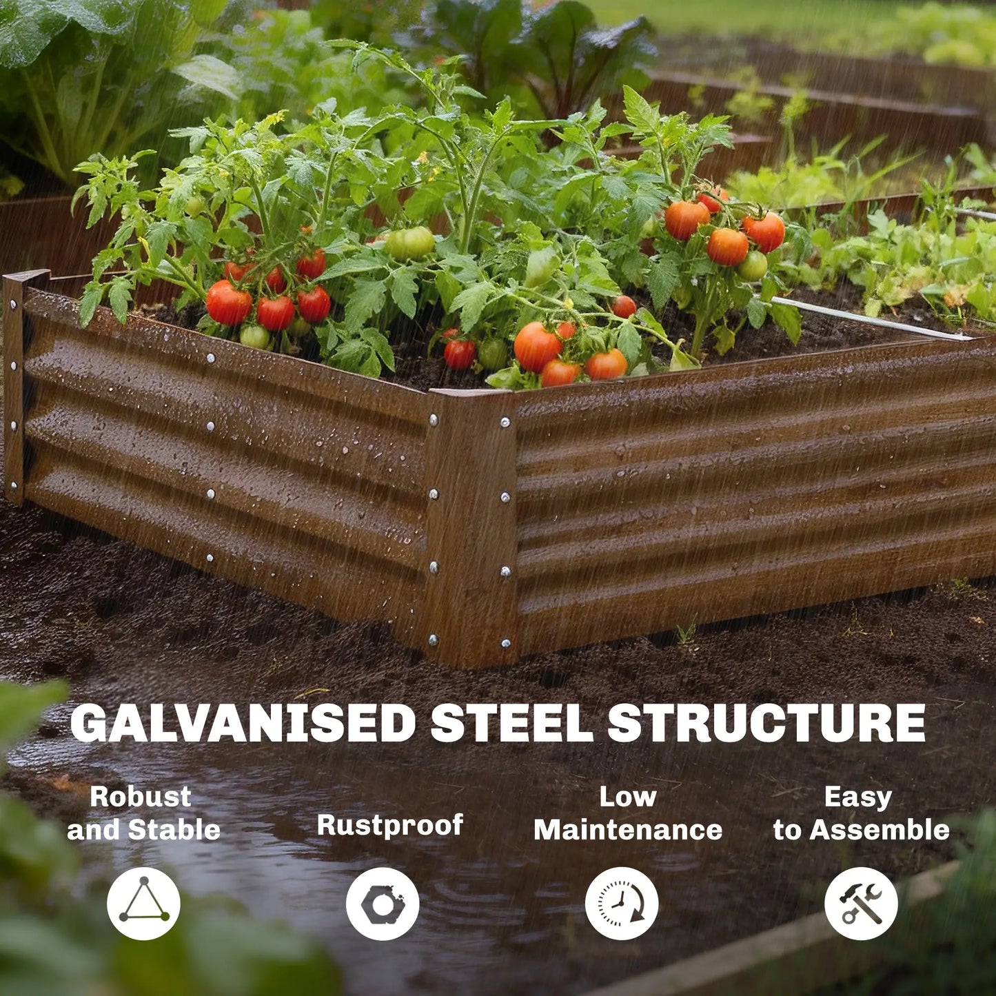 8 x 4 x 1ft Galvanized Raised Garden Bed, Reinforced Outdoor Planter Box, Distressed Brown Galvanized Planter Boxes at Gallery Canada