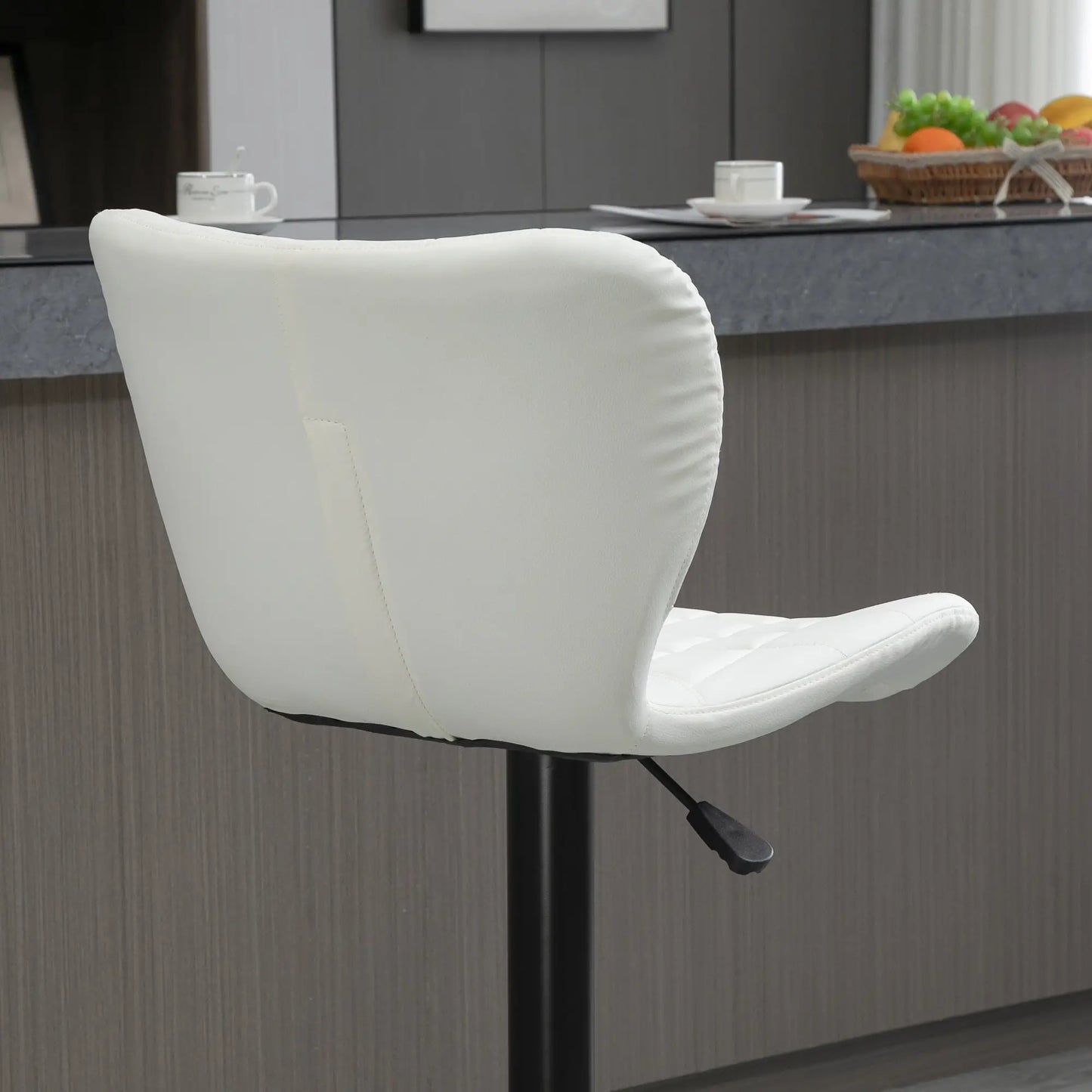 Adjustable Height Swivel Bar Stools, Set of 2, PU Leather, White Bar Stools at Gallery Canada