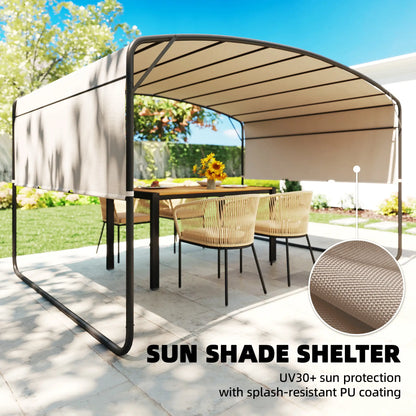 10' x 13' Retractable Pergola Canopy, Outdoor Metal Gazebo Sun Shade, Khaki Pergolas at Gallery Canada