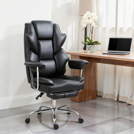 Big And Tall Office Chair, 400 Lbs, Reclining Backrest, PU Leather Executive & Manager Chairs Black at Gallery Canada