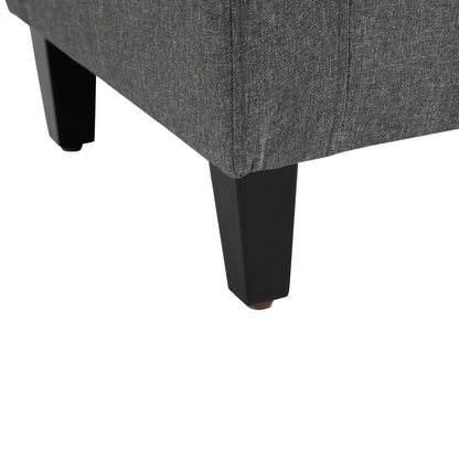 Storage Ottoman Bench, Tufted Linen Fabric, Flipping Top, Grey Storage Ottomans & Benches at Gallery Canada
