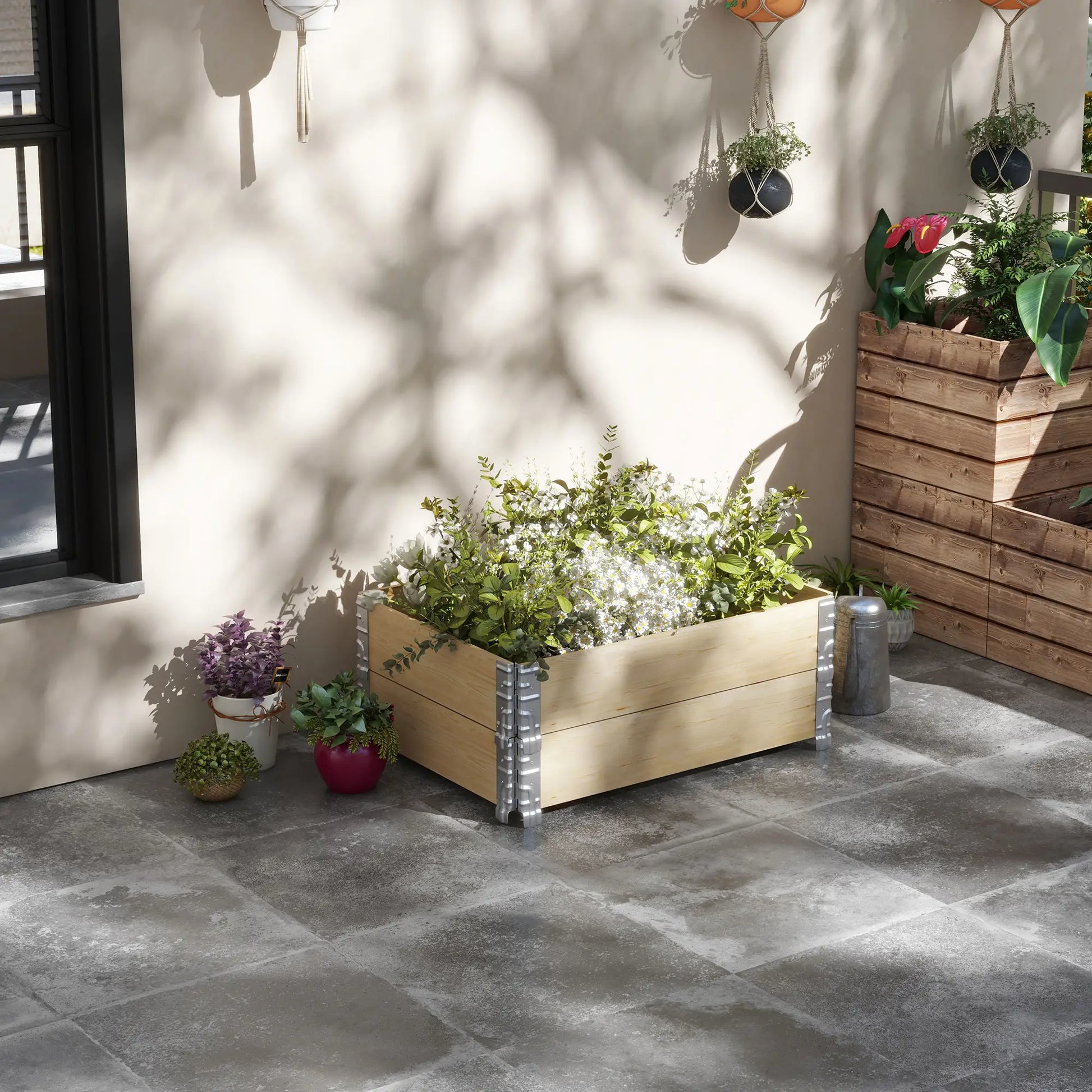 Raised Garden Bed, Foldable Wooden Planter, Outdoor Vegetables, Flowers, Herbs Wooden Planter Boxes at Gallery Canada