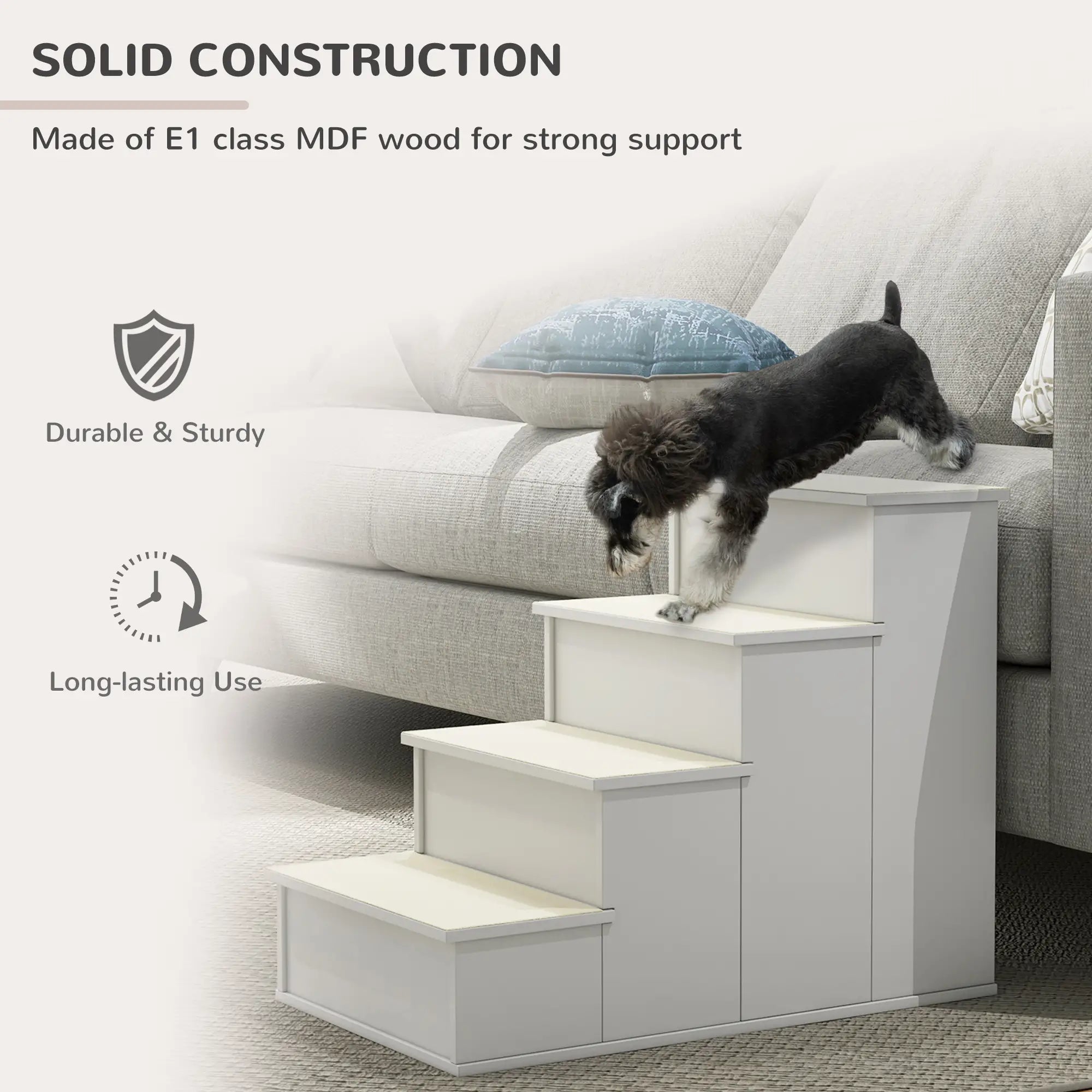Pet Stairs for Bed, Cat Ladder for Couch, Non-Slip Carpet, 15.7