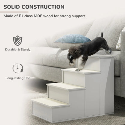 Pet Stairs for Bed, Cat Ladder for Couch, Non-Slip Carpet, 15.7" x 23.2" x 21.3", White Dog Stairs at Gallery Canada