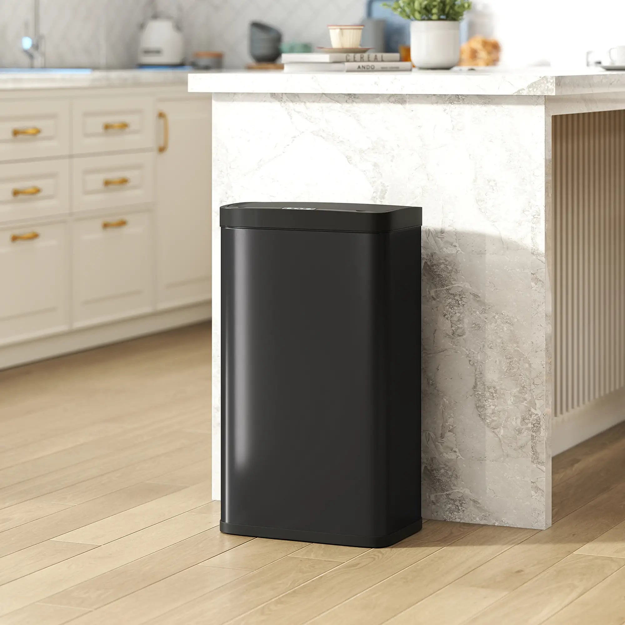 12 Gallon Sensor Can, Automatic Garbage Can, Fingerprint-Proof Stainless Steel, Matte Black Household Supplies at Gallery Canada