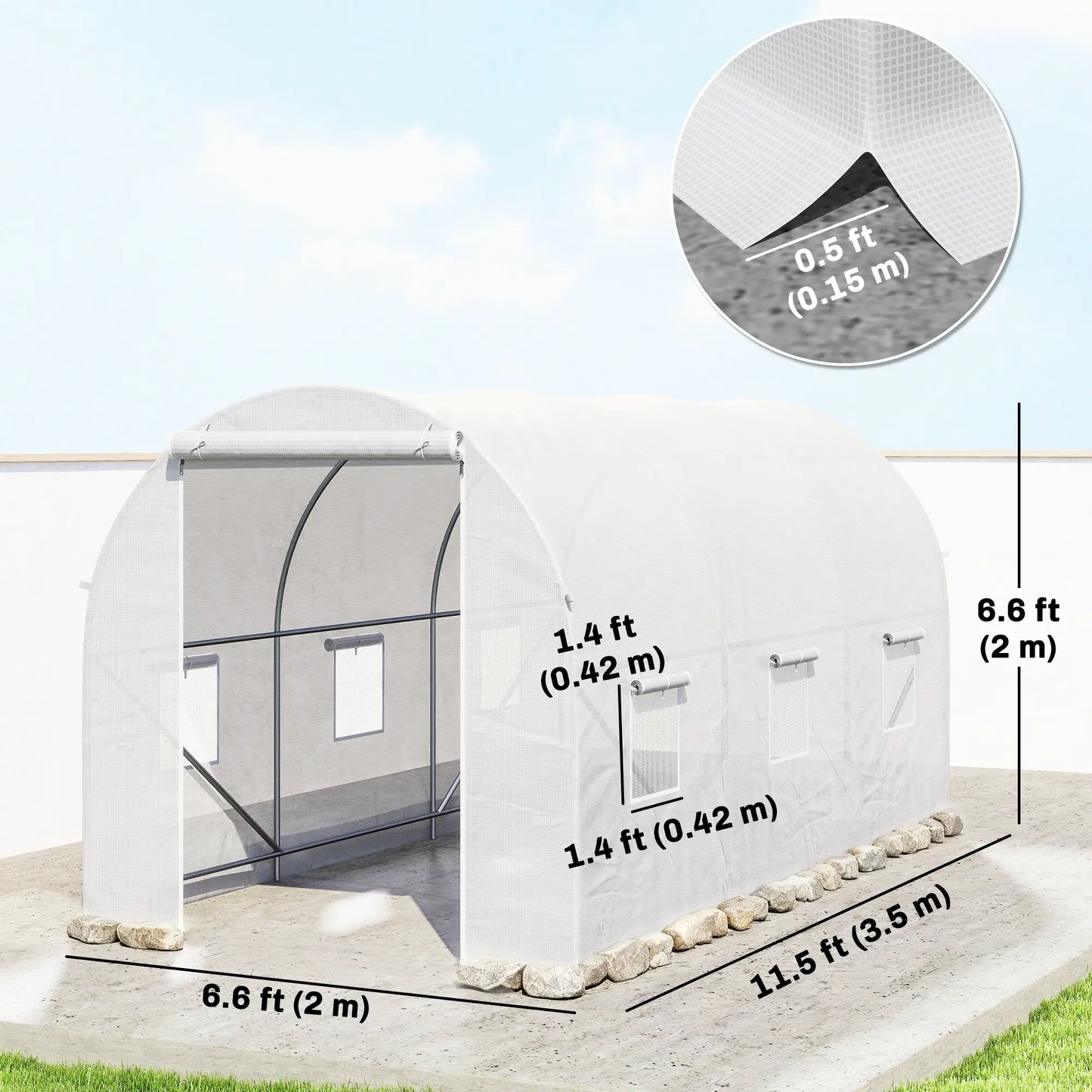11.5x6.6x6.6ft Walk-In Greenhouse, Portable Garden Plant House, White Walk In Greenhouses at Gallery Canada