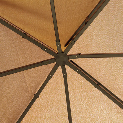 10' x 10' Outdoor Gazebo, Double Soft-Top, with Curtains, Brown Gazebos at Gallery Canada