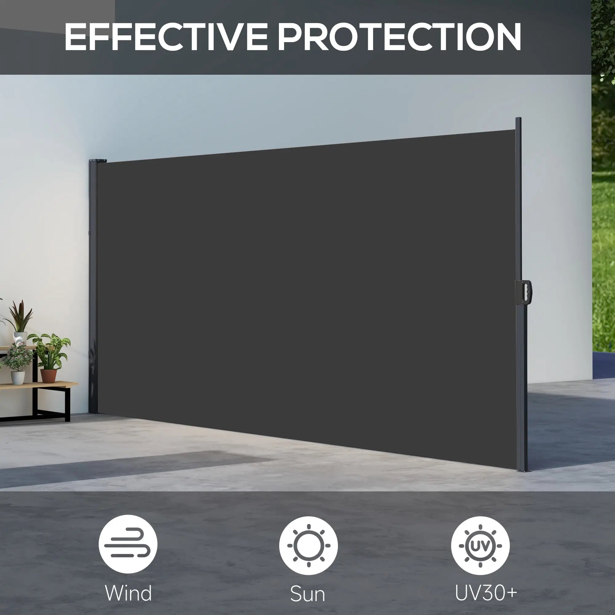 13' x 6' Retractable Side Awning, Outdoor Privacy Screen, Black Retractable Side Awning at Gallery Canada