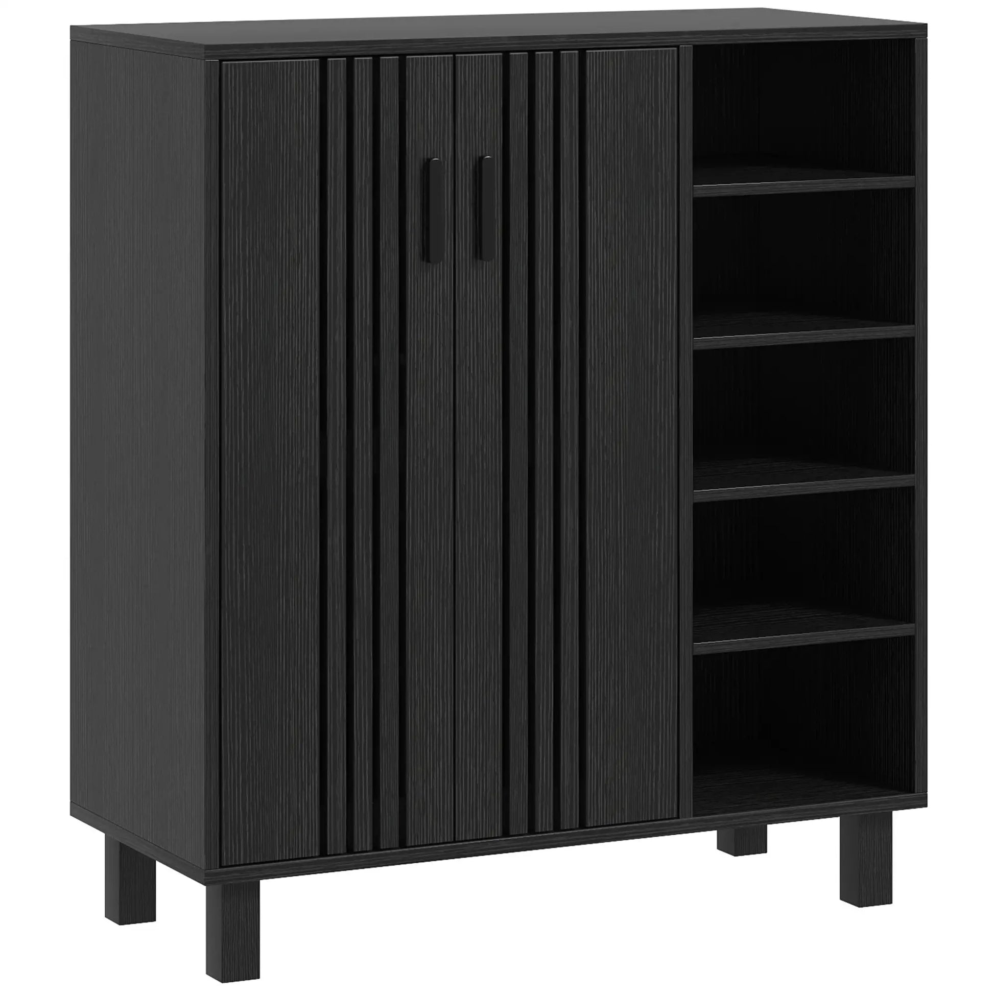 Double Door Shoe Storage, Open Shelves, 17 Pair Organizer, Black Shoe Storage Cabinets & Racks at Gallery Canada