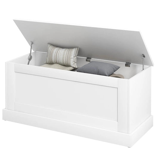 39.4 Inches Storage Chest, Wooden Box, Wood Grain, White Storage Cabinets White Wood Grain at Gallery Canada