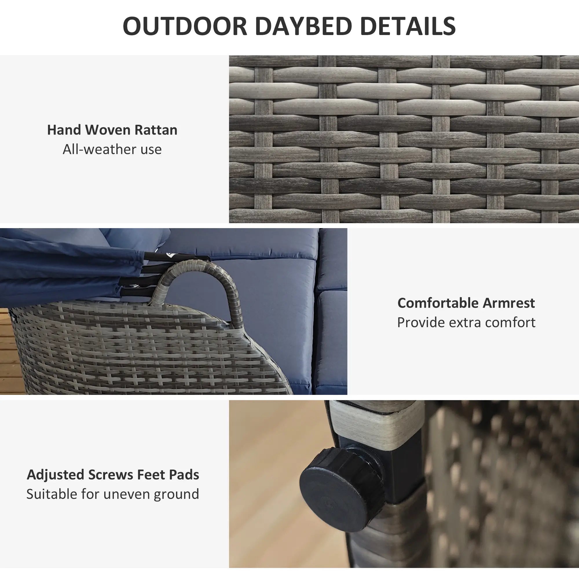 6-Piece Patio Set, PE Rattan Outdoor Daybed, Canopy, Lift Up Table Patio Furniture Sets at Gallery Canada