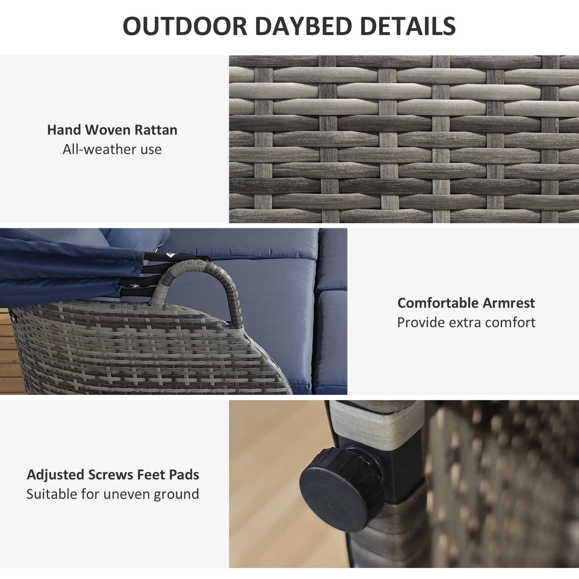 6-Piece Patio Set, PE Rattan Outdoor Daybed, Canopy, Lift Up Table Patio Furniture Sets at Gallery Canada