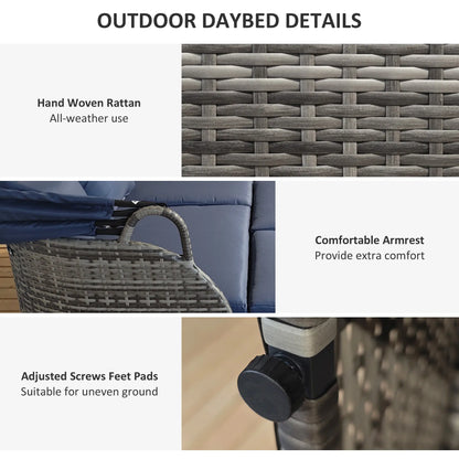 6-Piece Patio Set, PE Rattan Outdoor Daybed, Canopy, Lift Up Table Patio Furniture Sets at Gallery Canada