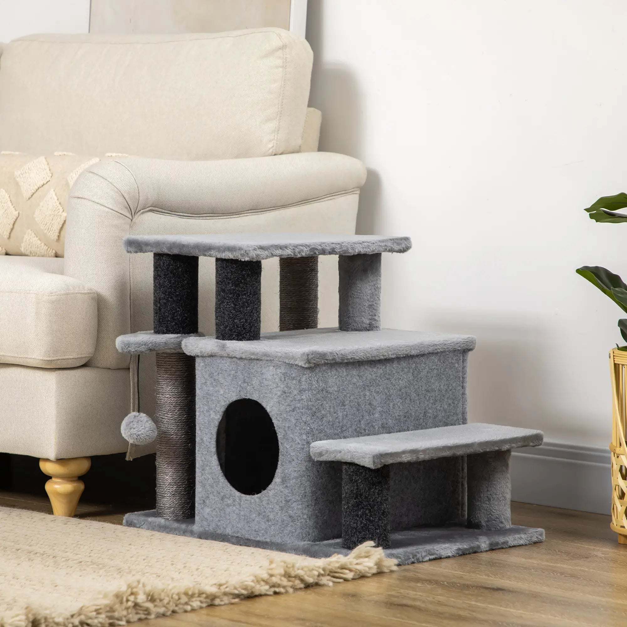 Cat Stairs with Scratching Posts, 23.6