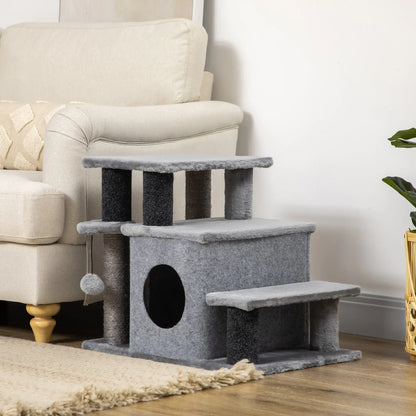 Cat Stairs with Scratching Posts, 23.6" x 15.7" x 26", Grey Dog Stairs at Gallery Canada
