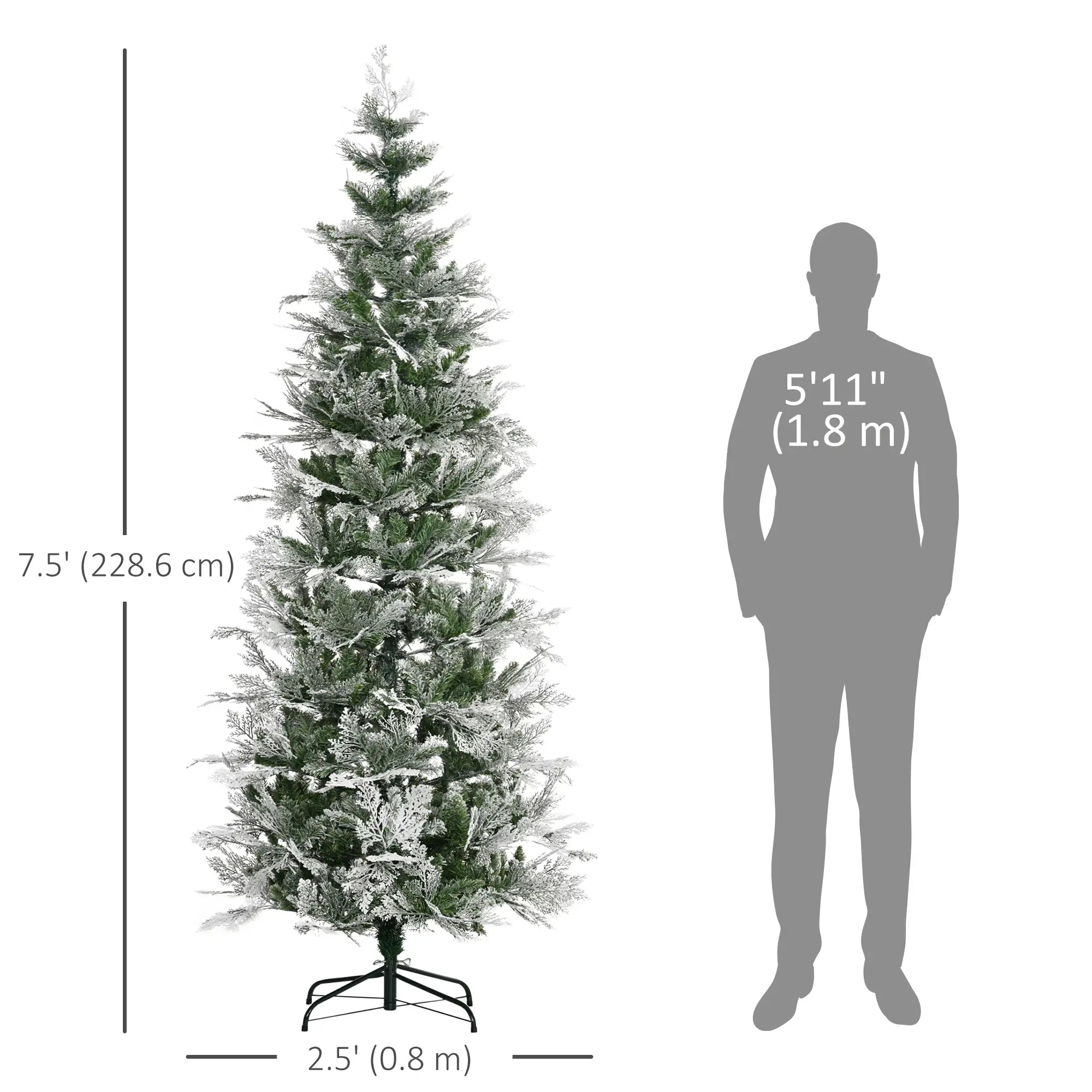 7.5 Feet Artificial Christmas Tree, 880 Cypress Branches, Green Pencil Christmas Trees at Gallery Canada