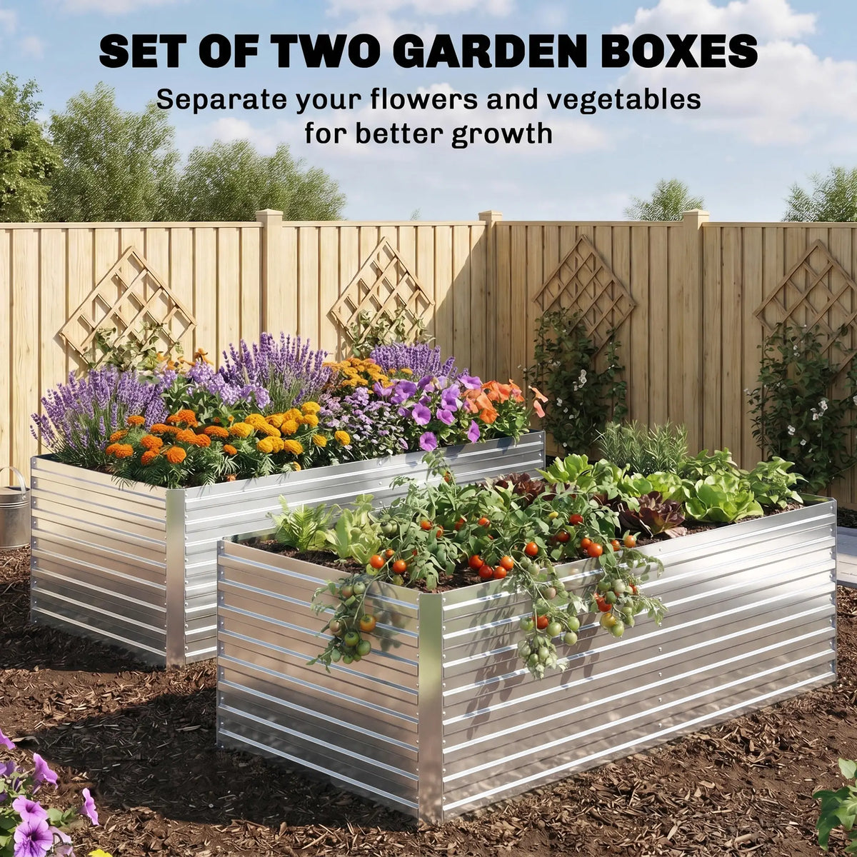 Galvanised Raised Garden Bed Set, 6 x 3 x 2 ft, Silver Galvanized Planter Boxes at Gallery Canada
