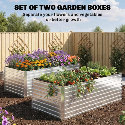 Galvanised Raised Garden Bed Set, 6 x 3 x 2 ft, Silver Galvanized Planter Boxes at Gallery Canada
