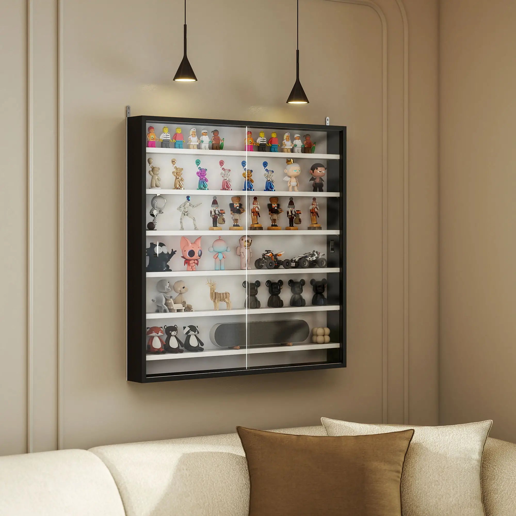 7-Tier Glass Display Cabinet, Black And White Display Bookshelves at Gallery Canada