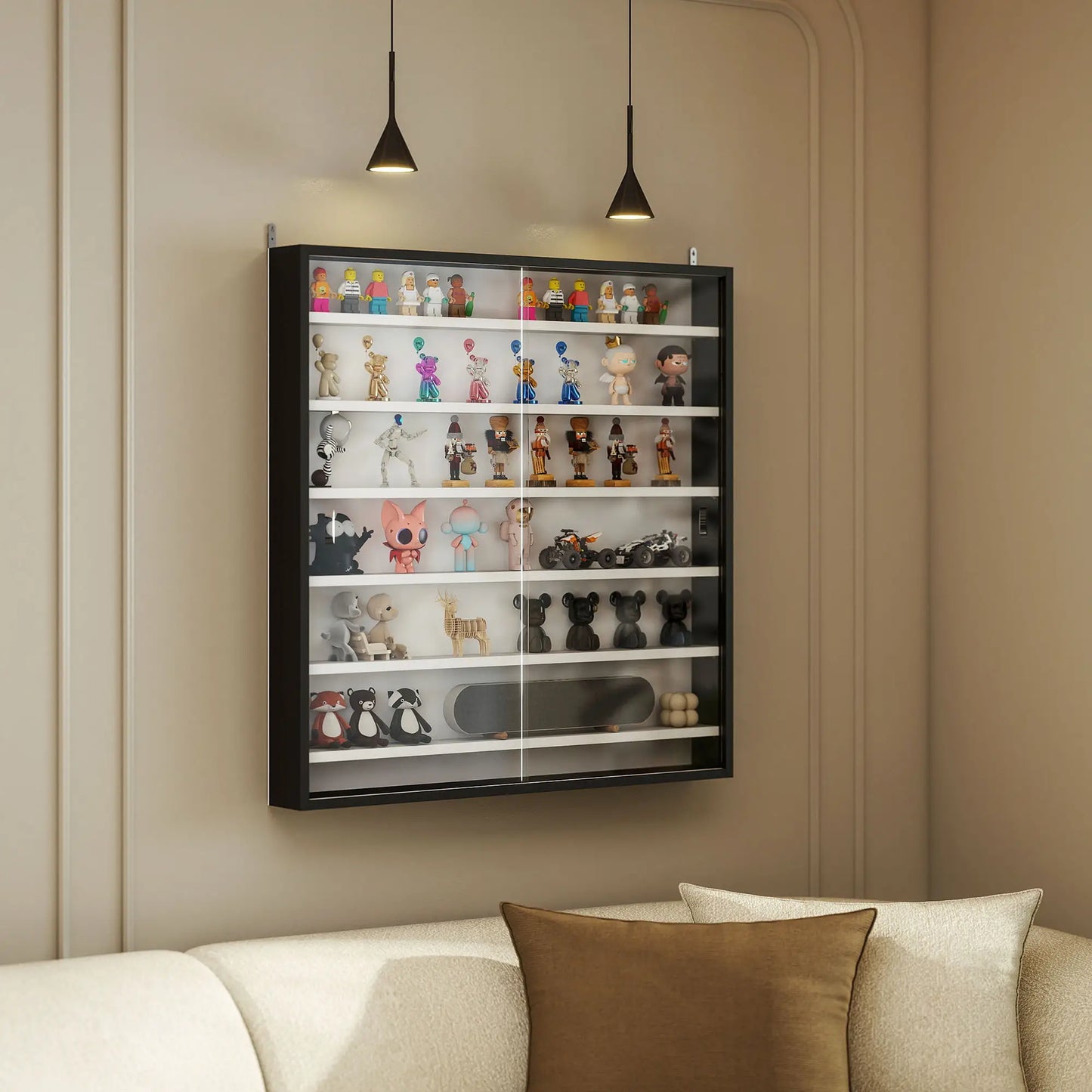 7-Tier Glass Display Cabinet, Black And White Display Bookshelves at Gallery Canada