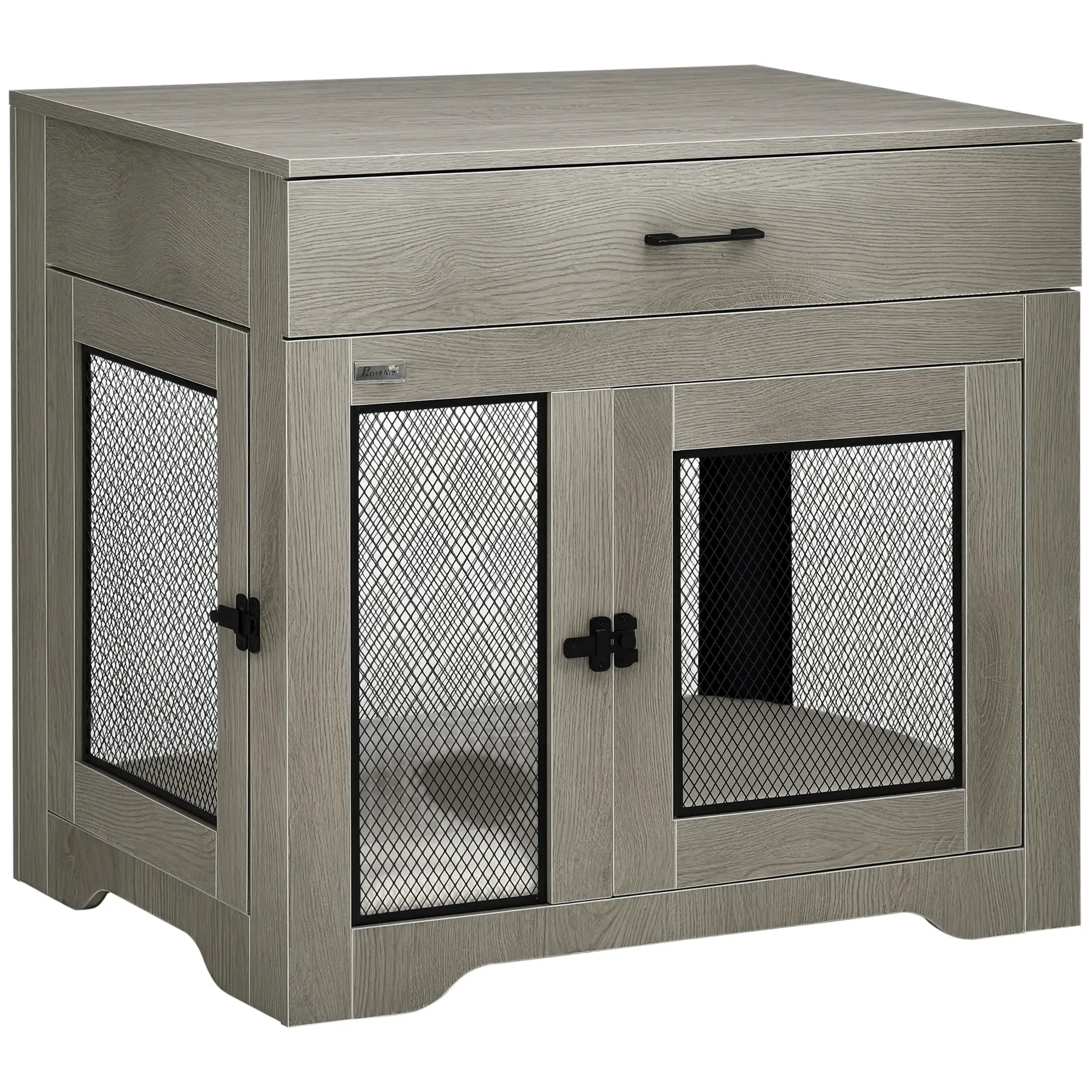 Dog Crate Furniture with Cushion, 2 Doors, Storage, Grey Houses, Kennels & Pens at Gallery Canada