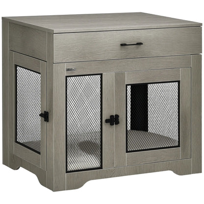 Dog Crate Furniture with Cushion, 2 Doors, Storage, Grey Houses, Kennels & Pens at Gallery Canada