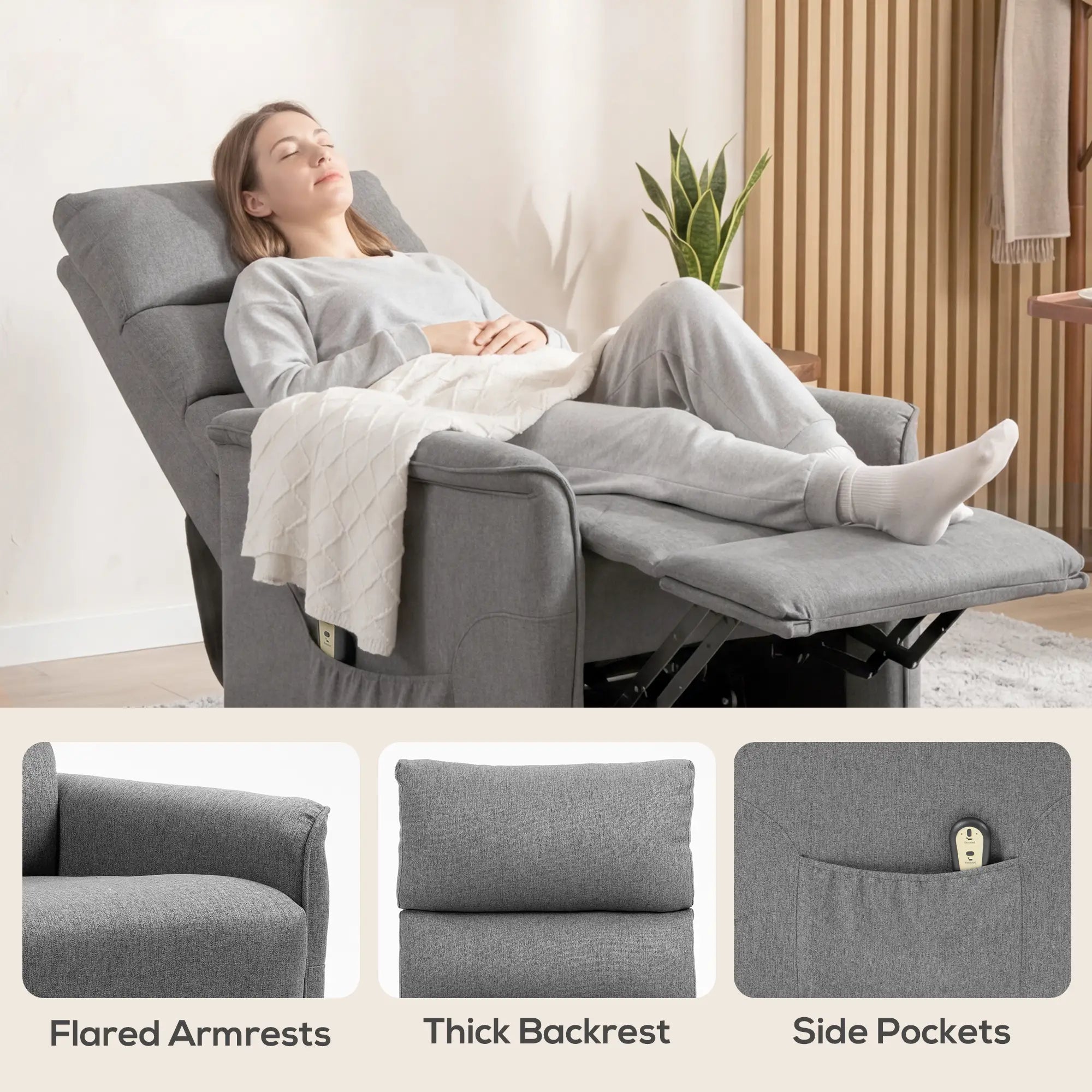 Lift Chair Recliner With Remote Control, Dark Grey Electric Power Lift Chairs at Gallery Canada